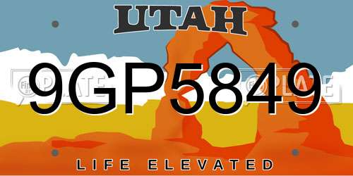 9GP5849 Utah License Plate