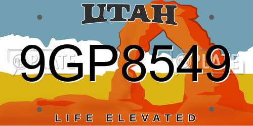 9GP8549 Utah License Plate