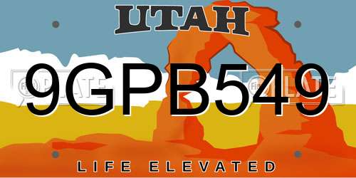 9GPB549 Utah License Plate