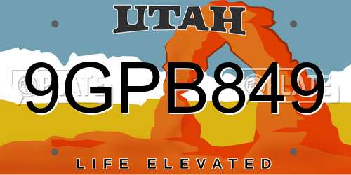 9GPB849 Utah License Plate