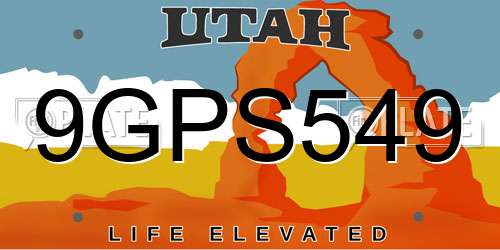 9GPS549 Utah License Plate