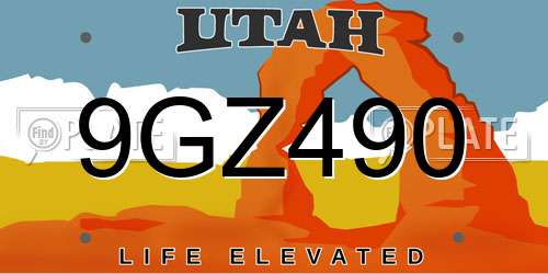 9GZ490 Utah License Plate