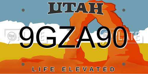 9GZA90 Utah License Plate