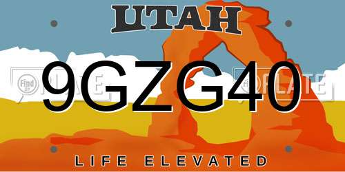 9GZG40 Utah License Plate