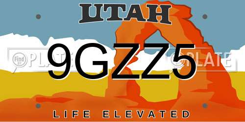 9GZZ5 Utah License Plate