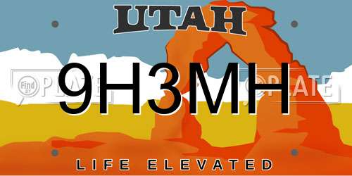 9H3MH Utah License Plate