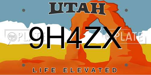 9H4ZX Utah License Plate