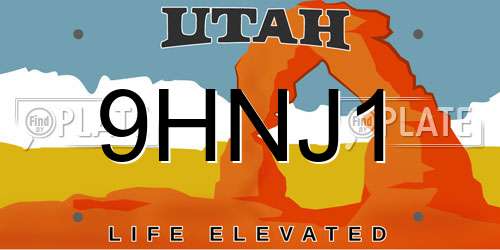 9HNJ1 Utah License Plate