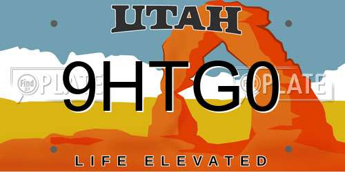 9HTG0 Utah License Plate