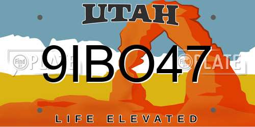 9IBO47 Utah License Plate