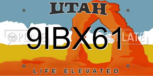 9IBX61 Utah License Plate