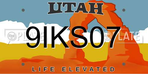 9IKS07 Utah License Plate