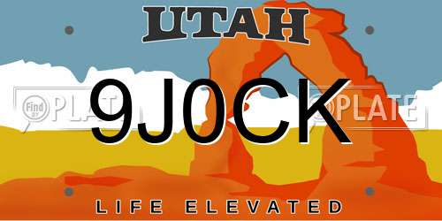 9J0CK Utah License Plate