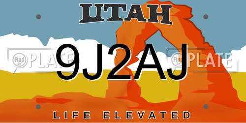 9J2AJ Utah License Plate