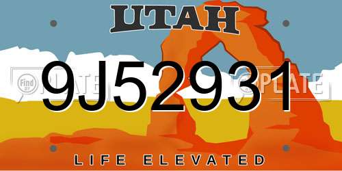 9J52931 Utah License Plate