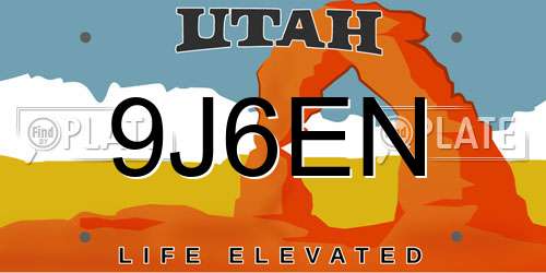 9J6EN Utah License Plate