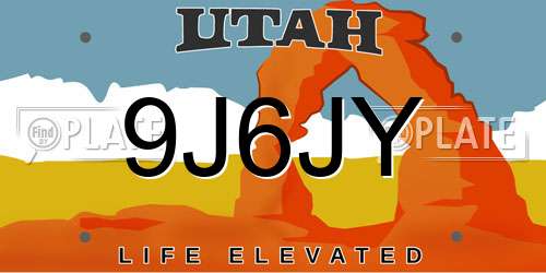 9J6JY Utah License Plate