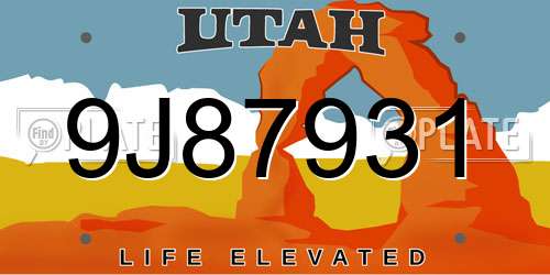 9J87931 Utah License Plate