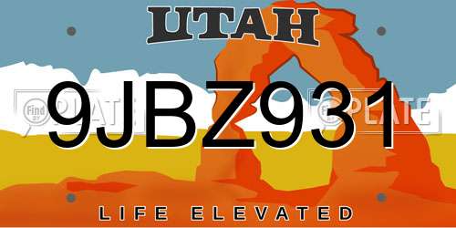 9JBZ931 Utah License Plate