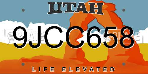 9JCC658 Utah License Plate