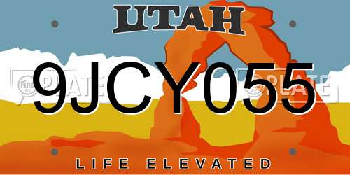 9JCY055 Utah License Plate