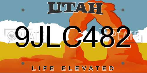 9JLC482 Utah License Plate