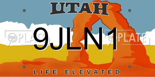 9JLN1 Utah License Plate