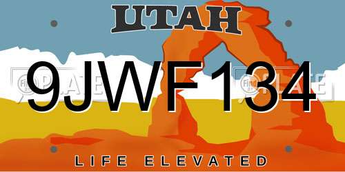 9JWF134 Utah License Plate