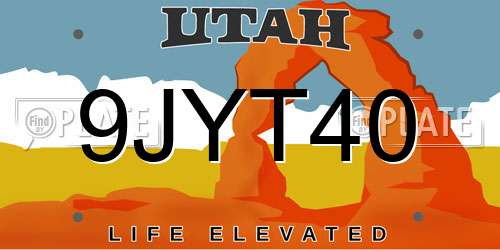 9JYT40 Utah License Plate