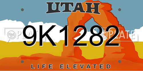 9K1282 Utah License Plate