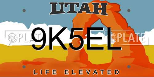 9K5EL Utah License Plate