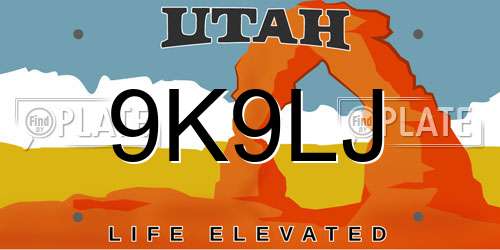 9K9LJ Utah License Plate