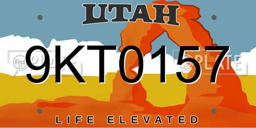 9KT0157 Utah License Plate