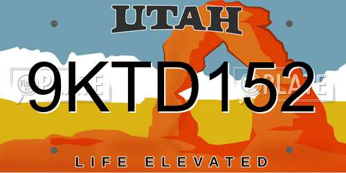 9KTD152 Utah License Plate