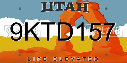 9KTD157 Utah License Plate