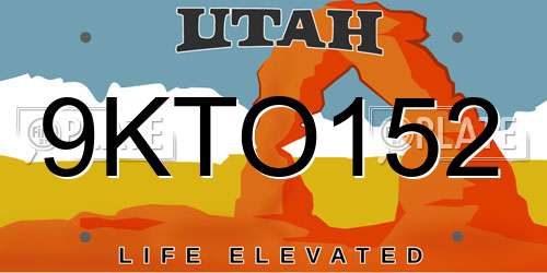 9KTO152 Utah License Plate