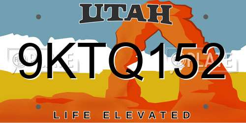 9KTQ152 Utah License Plate
