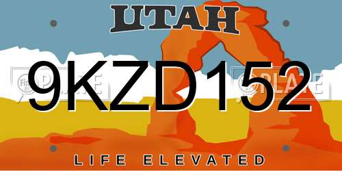 9KZD152 Utah License Plate