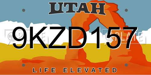 9KZD157 Utah License Plate