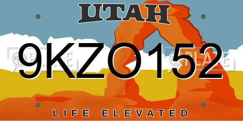 9KZO152 Utah License Plate