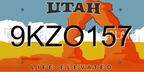 9KZO157 Utah License Plate