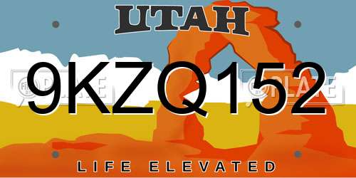 9KZQ152 Utah License Plate