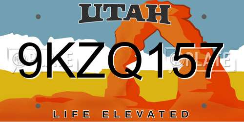 9KZQ157 Utah License Plate