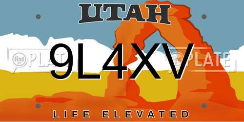 9L4XV Utah License Plate