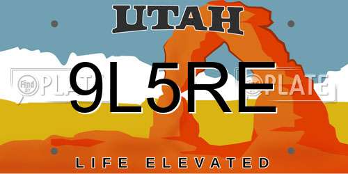 9L5RE Utah License Plate