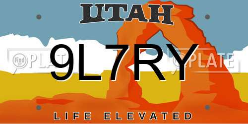9L7RY Utah License Plate