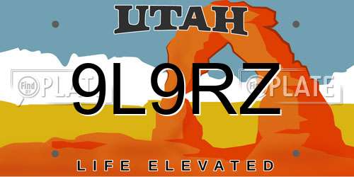 9L9RZ Utah License Plate