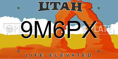 9M6PX Utah License Plate