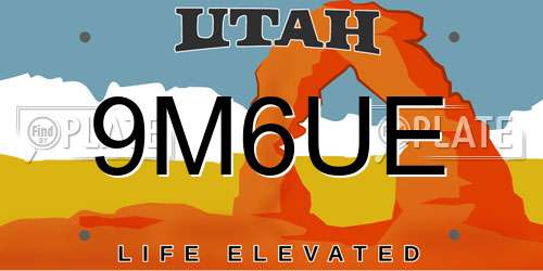 9M6UE Utah License Plate