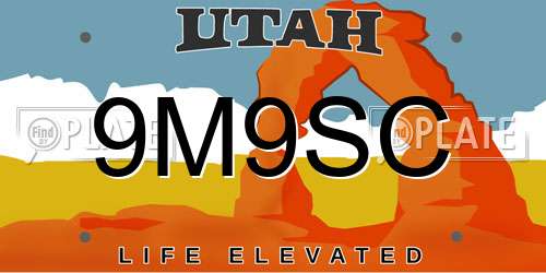 9M9SC Utah License Plate